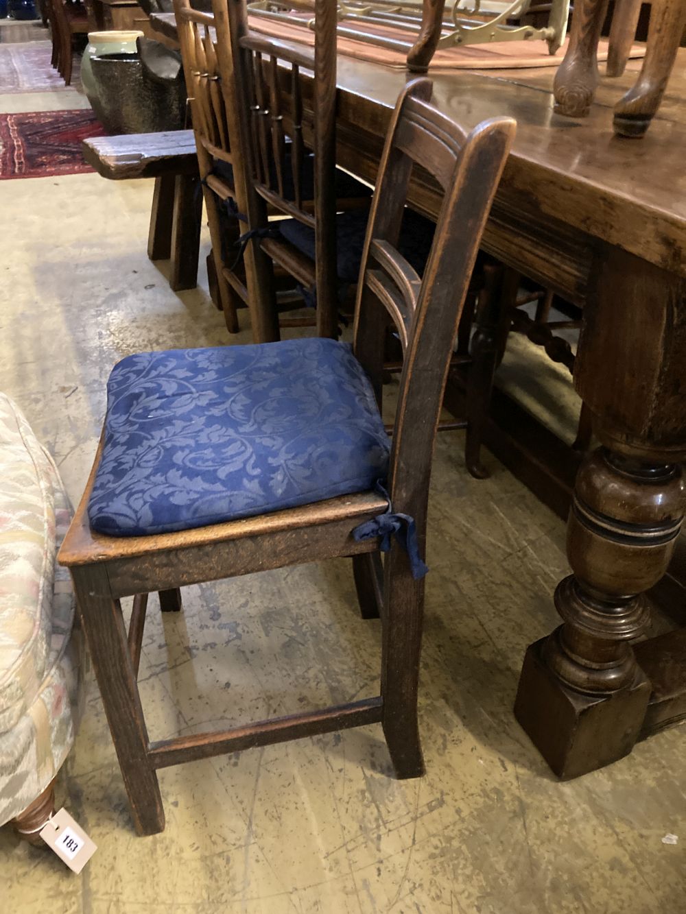 A set of six 19th century ash spindleback chairs and two other chairs
